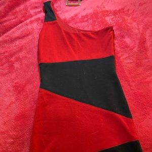Black and red one strap dress